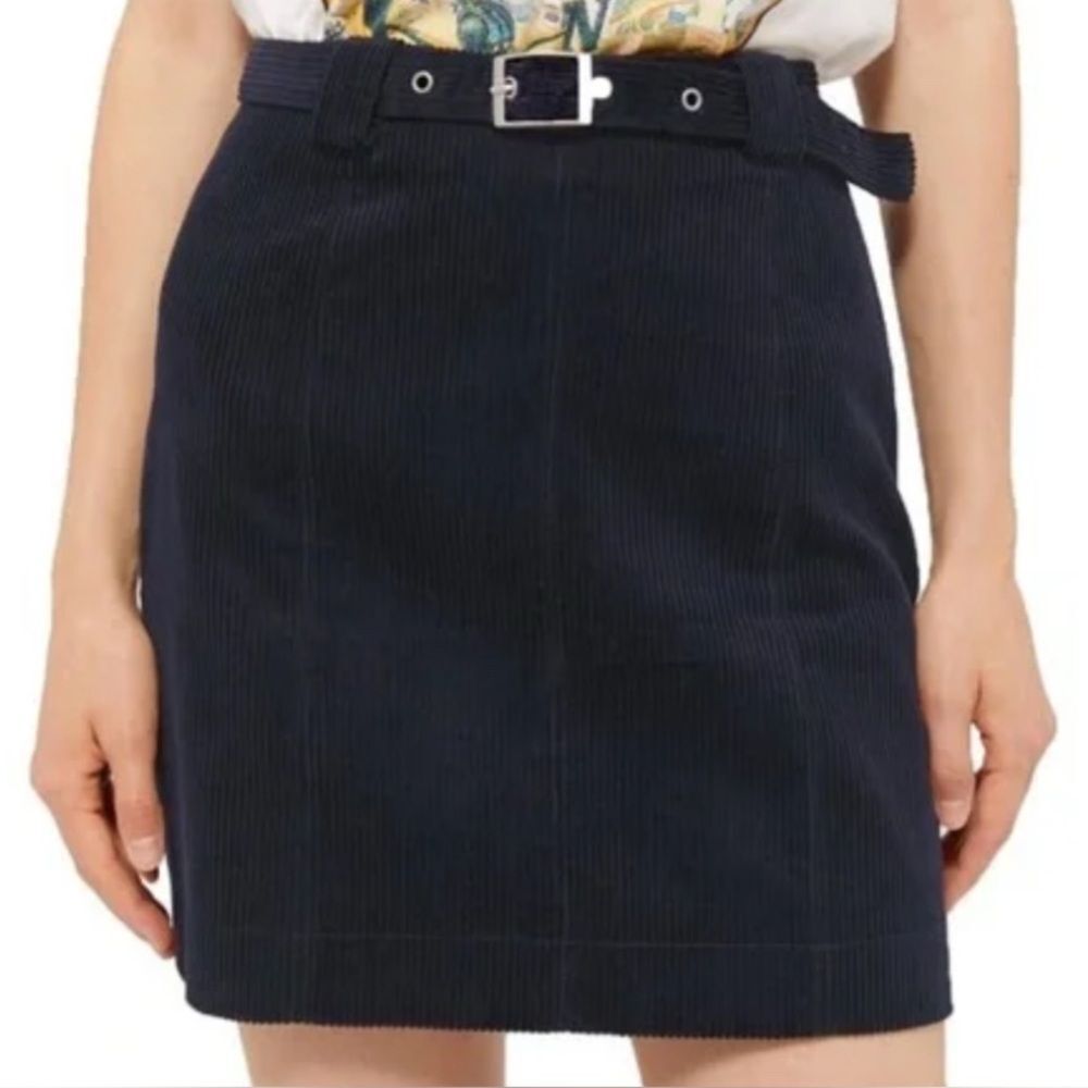 Navy Corduroy Skirt with Belt Urban Outfitters Medium